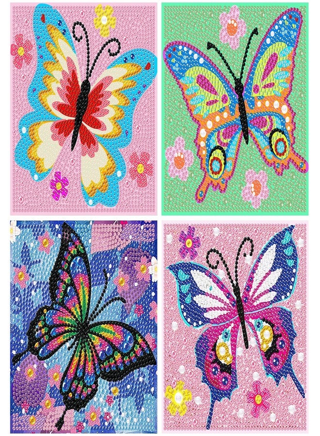 xackcme 4 PCS Butterfly Diamond Art Painting Kit for Kids, 5D Diamond Art Kits for Beginners, DIY Gem Rhinestone Full Drill Gem Painting Crafts for Girls Boys Ages 6-8-9-12 for Home Wall Decor (6x6 inch) - Image 1